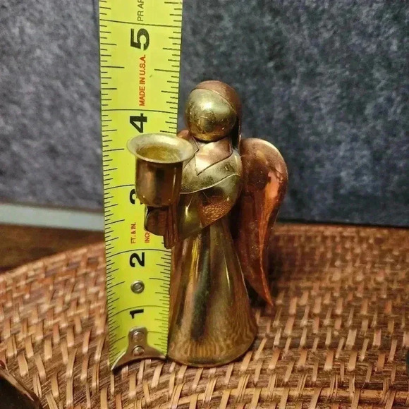 Vintage Brass Copper Angel Candle Holder Christmas Set of 4 Unique/Hong Kong - Picture 6 of 10